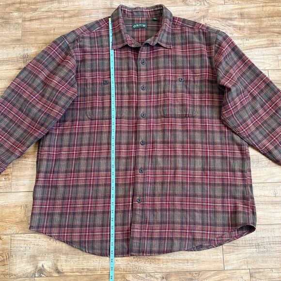 Orvis Perfect Flannel Button Down Shirt Plaid Mens Size XXL Style 1L21 Red Green - Picture 12 of 13